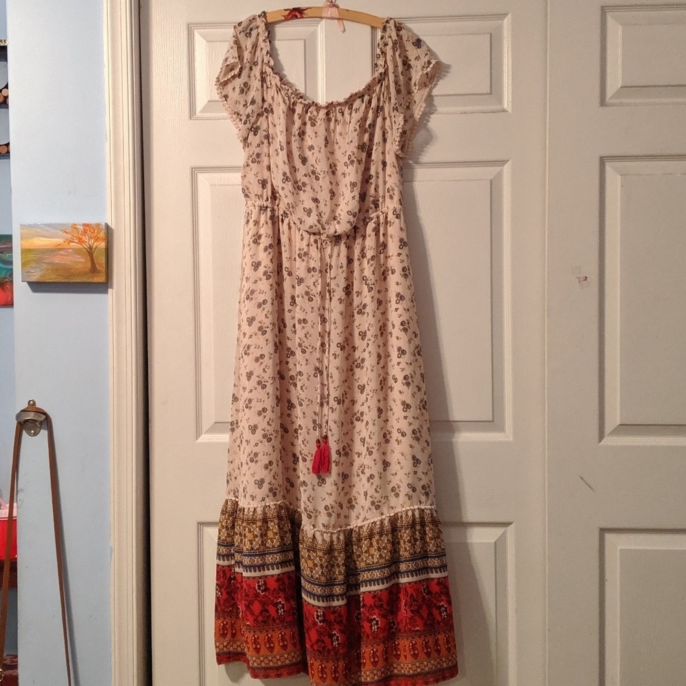 Bohemian Off the Shoulder Maxi Dress